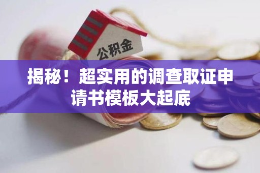 龙岩揭秘！超实用的调查取证申请书模板大起底