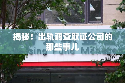 龙岩揭秘！出轨调查取证公司的那些事儿