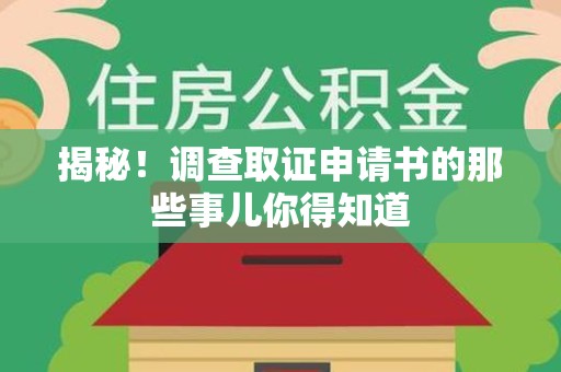 龙岩揭秘！调查取证申请书的那些事儿你得知道