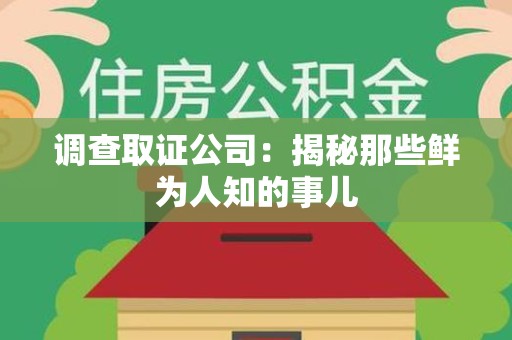 龙岩调查取证公司：揭秘那些鲜为人知的事儿