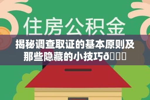 龙岩揭秘调查取证的基本原则及那些隐藏的小技巧😎