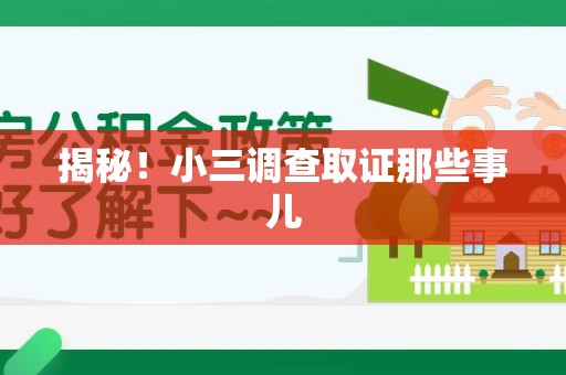 龙岩揭秘！小三调查取证那些事儿