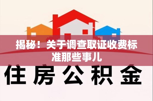 龙岩揭秘！关于调查取证收费标准那些事儿