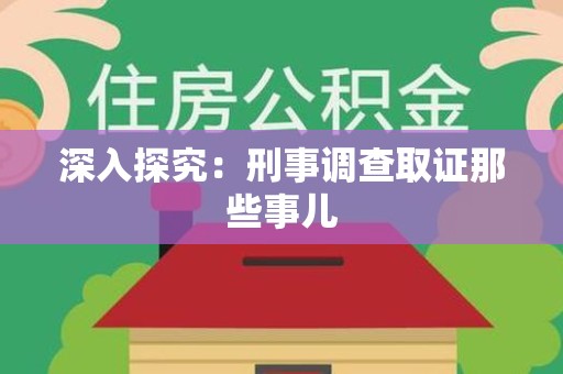 龙岩深入探究：刑事调查取证那些事儿
