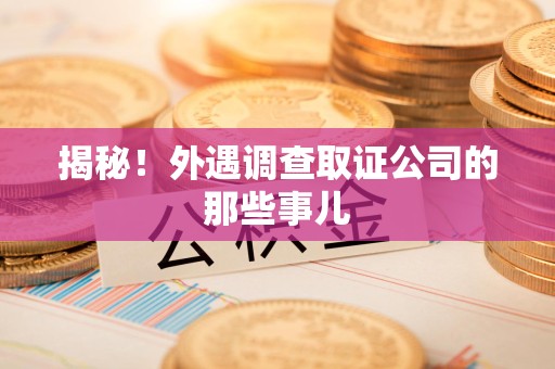 龙岩揭秘！外遇调查取证公司的那些事儿