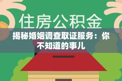 龙岩揭秘婚姻调查取证服务：你不知道的事儿
