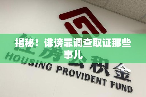 龙岩揭秘！诽谤罪调查取证那些事儿