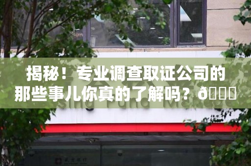 龙岩揭秘！专业调查取证公司的那些事儿你真的了解吗？😎