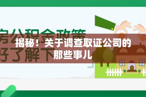 龙岩揭秘！关于调查取证公司的那些事儿